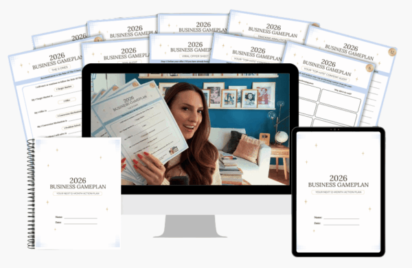 Maria’s 2026 Business Gameplan Worksheets – digital business planning worksheets displayed on desktop and phone
