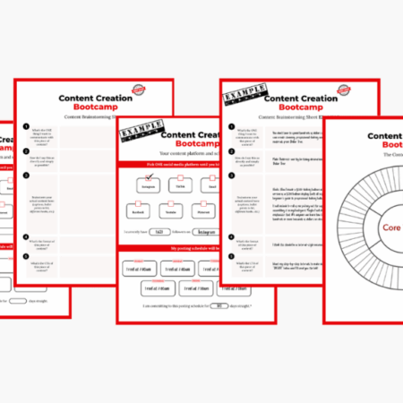 Maria’s Content Creation Bootcamp Worksheets – digital content creation worksheets shown as multiple printable worksheet pages and planning templates