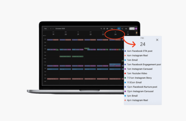 Maria’s Real-Time Content Log – digital content posting calendar and real-time activity log