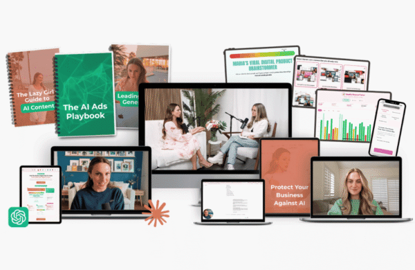 AI Money Maker: How To Use AI To Make & Sell Digital Products – AI digital product course mockup displayed on mobile screens