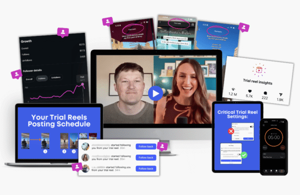 Trail Reels – Instagram trial reels course showing reel analytics and posting schedule