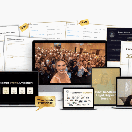 Profit Machine: How We Get Way More Money Per Customer – customer profit optimization course mockup displayed on electronic devices